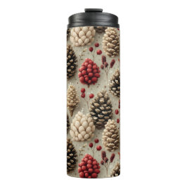 Winter Pinecones and Red Berries タンブラー