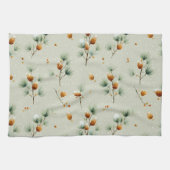 Winter Pinecones and Snowy Branches キッチンタオル (横)