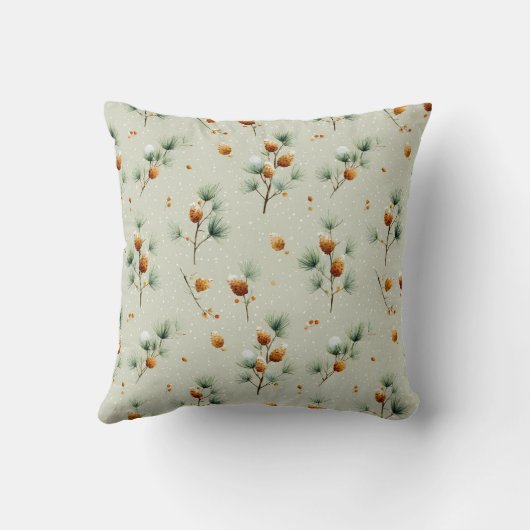 Winter Pinecones and Snowy Branches クッション (裏面)