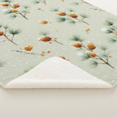 Winter Pinecones and Snowy Branches シェルパブランケット (3/4)