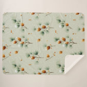 Winter Pinecones and Snowy Branches シェルパブランケット (正面(横))