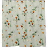 Winter Pinecones and Snowy Branches シャワーカーテン (正面)