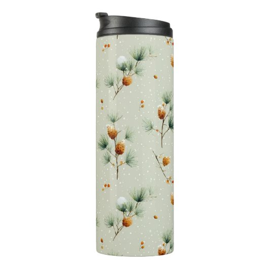 Winter Pinecones and Snowy Branches タンブラー (回転右)