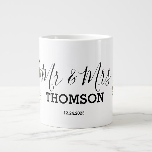 Winter Pinecones & Berries Family Throw Pillow ジャンボコーヒーマグカップ (正面)