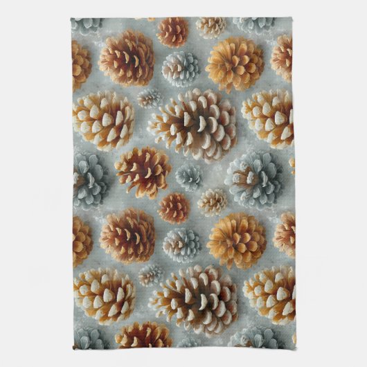 Winter Pinecones Harmony キッチンタオル (縦)