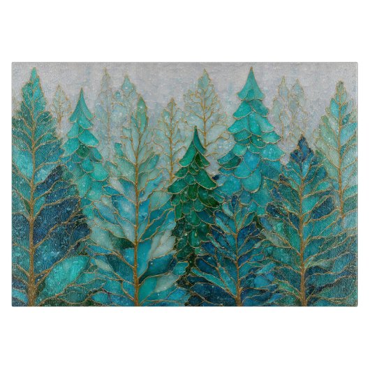 Winter Pines – クリスマスの森 カッティングボード (正面)