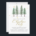 Winter Pines & クリスマス ホリデー パーティー ご招待<br><div class="desc">Winter Pines & クリスマス ホリデー パーティー ご招待
家族、友人、同僚を問わず、冬のホリデーシーズンのお祝いにご招待するスタイリッシュなパーティー招待状です。このデザインは、カジュアルな場面でも、企業主催のイベントでも、どちらにも適しています。招待状には、3 本の松の木の水彩画が施され、きらきらと輝くゴールドの星で飾られています。このエレガントなイラストの下には、ゴールドの洗練されたフォントで「クリスマスパーティー」と記され、イベントの詳細情報が中央に配置されます。</div>