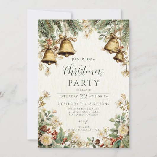 Winter Pines and Bells Christmas Gathering 招待状 (正面)