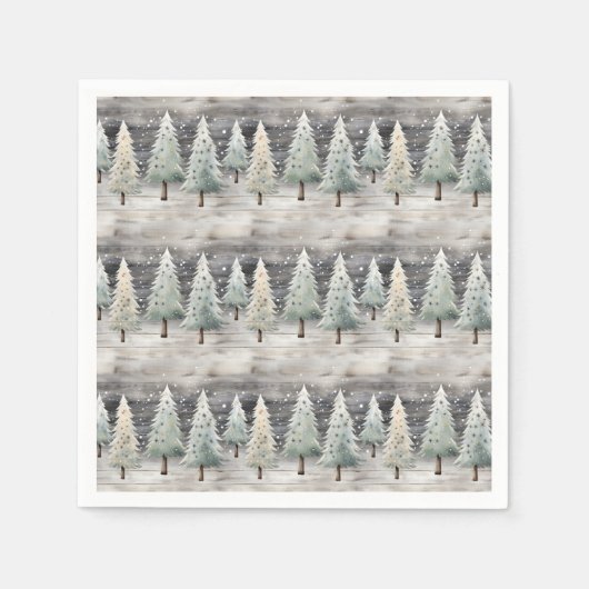 Winter Pines & Holiday Sentiments スタンダードカクテルナプキン (正面)