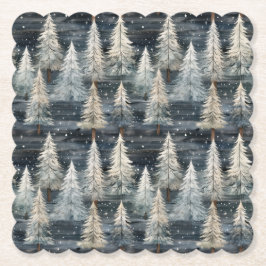 Winter Pines & Holiday Sentiments ペーパーコースター