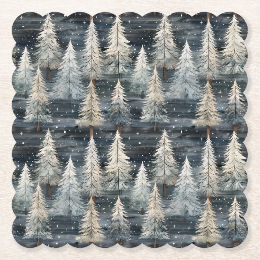 Winter Pines & Holiday Sentiments ペーパーコースター (正面)