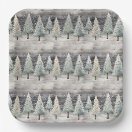 Winter Pines & Holiday Sentiments ペーパープレート