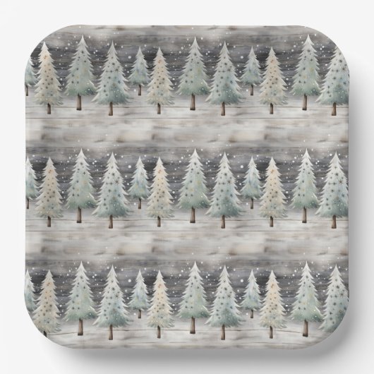 Winter Pines & Holiday Sentiments ペーパープレート (正面)