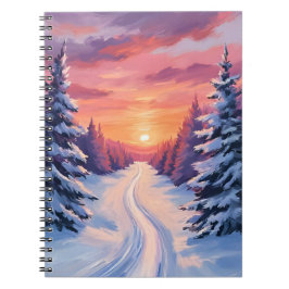 Winter Pinescape Sunset | Pastel Watercolor ノートブック