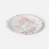 Winter Pink Bow Baby It's Cold Outside Baby Shower ペーパープレート (アングル)