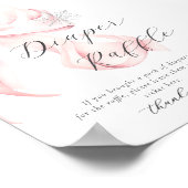 Winter Pink Bow Diaper Raffle Table Sign ポスター (角)