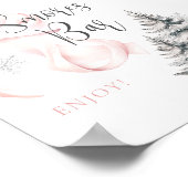 Winter Pink Bow Smores Bar Table Sign ポスター (角)