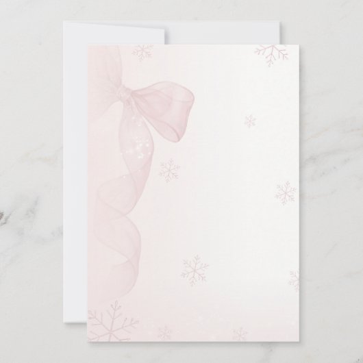 Winter Pink Bow Snowflake 16th Birthday Party 招待状 (裏面)