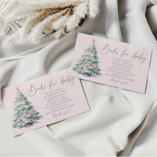 Winter Pink Christmas tree books for baby ticket  エンクロージャーカード