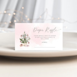 Winter pink Christmas tree diaper raffle ticket エンクロージャーカード