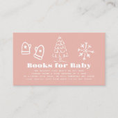 Winter Pink Hand-Drawn Baby Shower Book Request エンクロージャーカード (正面)