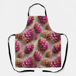 Winter Pink Pine Cones with Golden Accents エプロン