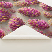Winter Pink Pine Cones with Golden Accents シェルパブランケット (3/4)