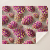 Winter Pink Pine Cones with Golden Accents シェルパブランケット (正面(横))