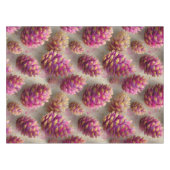 Winter Pink Pine Cones with Golden Accents テーブルクロス (正面(横))