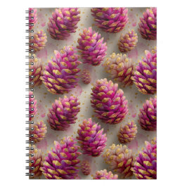 Winter Pink Pine Cones with Golden Accents ノートブック