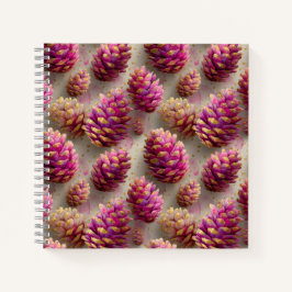 Winter Pink Pine Cones with Golden Accents ノートブック