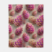 Winter Pink Pine Cones with Golden Accents フリースブランケット (正面)