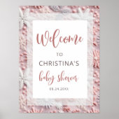 Winter Pink Silver Snowflakes Baby Shower Welcome  ポスター (正面)