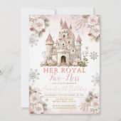 Winter Pink Snowflake Her royal fiveness Birthday 招待状 (正面)