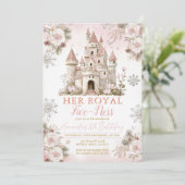 Winter Pink Snowflake Her royal fiveness Birthday 招待状 (スタンド正面)