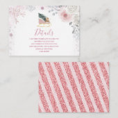 Winter Pink Snowflake Sleigh Baby Shower Details エンクロージャーカード (正面/裏面)