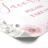 Winter Pink Snowflake Sleigh Baby Shower Favors ポスター (角)