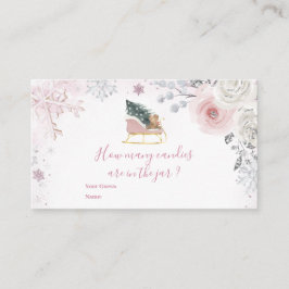 Winter Pink Snowflake Sleigh How Many Candies エンクロージャーカード