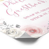 Winter Pink Snowflake Sleigh Photo Guestbook ポスター (角)
