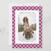 Winter Plum Wine Gingham Plaid Photo Christmas シーズンカード (正面)