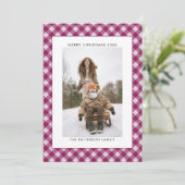 Winter Plum Wine Gingham Plaid Photo Christmas シーズンカード (スタンド正面)
