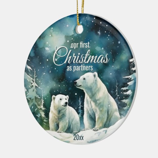 Winter Polarがパートナーとして初めてのクリスマスを獲得 セラミックオーナメント (左)