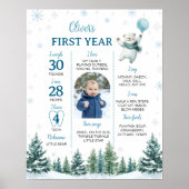 Winter Polar Bear 1st Birthday Milestone写真 ポスター (正面)
