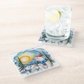 Winter Polar Bear Family Christmas  ガラスコースター (アングル)