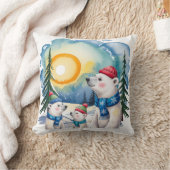 Winter Polar Bear Family Christmas  クッション (ブランケット)