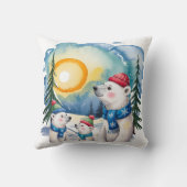 Winter Polar Bear Family Christmas  クッション (裏面)