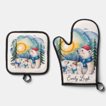 Winter Polar Bear Family Christmas 