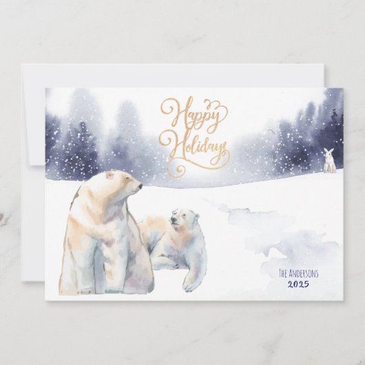 Winter Polar Bears Happy Holidays写真 (正面)