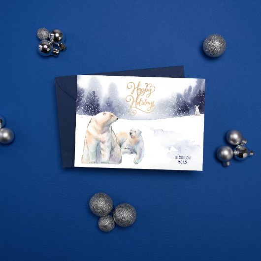 Winter Polar Bears Happy Holidays写真