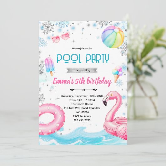 Winter pool girl theme invite 招待状 (スタンド正面)